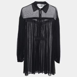 Sportmax Black Cotton Gauze Long Sleeve Tunic XS