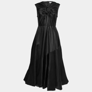 Sportmax Black Silk Blend Ruched Detail Sleeveless Gown M