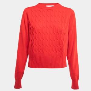 Sportmax Red Cashmere Cable Knit Sweater S