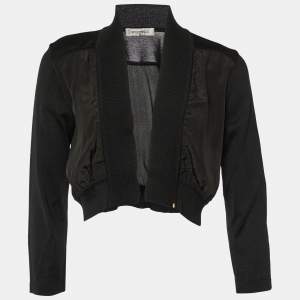 Sportmax Black Cotton Knit & Silk Cropped Shrug M