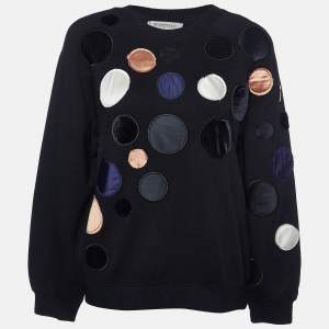 Sportmax Black Jersey Dot Appliqued Crew Neck Sweatshirt S