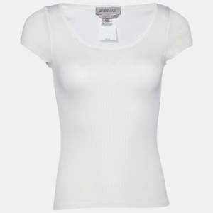 Sportmax Off White Cotton Knit Short Sleeve T-Shirt S