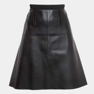 Sportmax Black Georgette And Leather Short Skirt M