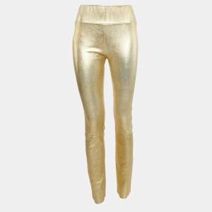 SPRWMN Gold Printed Leather Leggings M