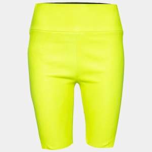 Sprwmn Neon Yellow Leather Shorts L