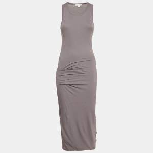 Standard James Perse Grey Jersey Ruche Sleeveless Midi Dress S