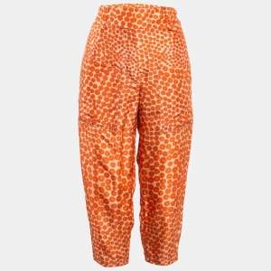 Stella McCartney Orange Ditsy Floral Print Silk Trousers M