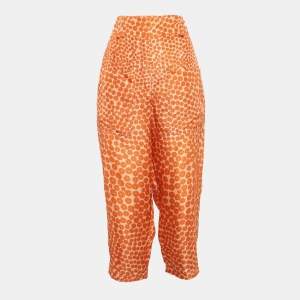 Stella McCartney Orange Ditsy Floral Print Silk Trousers S