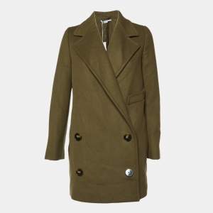 Stella McCartney Khaki Green Wool Double Breasted Overcoat S