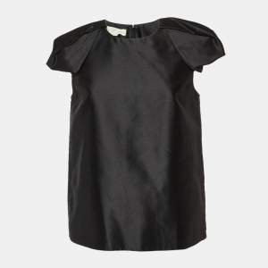 Stella McCartney Black Taffeta Short Sleeve Top S