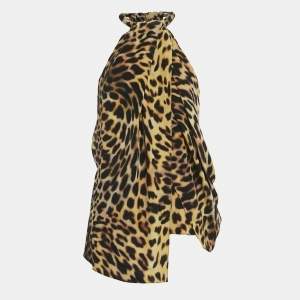 Stella McCartney Brown Leopard Print Silk Sleeveless Top M