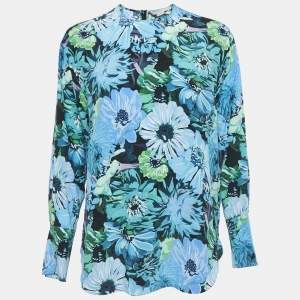 Stella McCartney Blue Floral Print Silk Blouse S