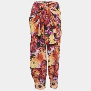 Stella McCartney Red Floral Print Silk Tie-Up Trousers S