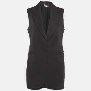 Stella McCartney Black Stretch Knit Collared Midi Dress M