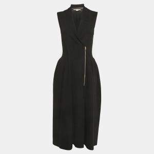 Pre Owned Stella McCartney Black Stretch Knit Collared Midi Dress M