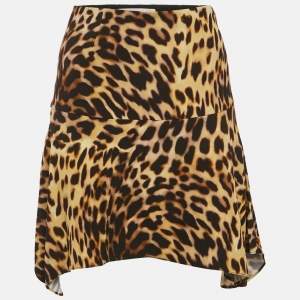 Stella McCartney Black/Brown Tortoise Shell Print Satin Envers Mini Skirt XS