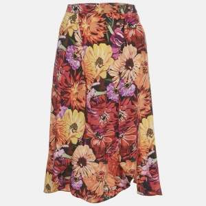 Pre Owned Stella McCartney Multicolor Floral Print Silk Wrap Style Skirt XS