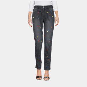 Stella McCartney Black Denim Heart Embroidered Jeans S (SIZE 25)