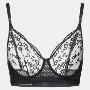 Pre Owned Stella Mccartney Black Floral Lace Bra Size 32 C