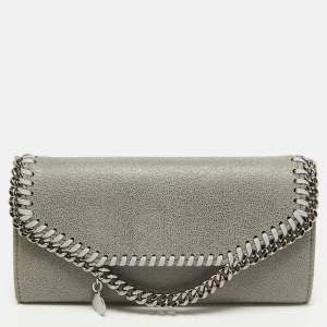 Stella McCartney Grey Faux Leather Falabella Flap Continental Wallet