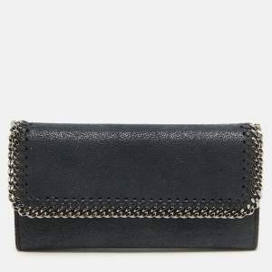 Stella McCartney Navy Blue Faux Leather Falabella Continental Wallet