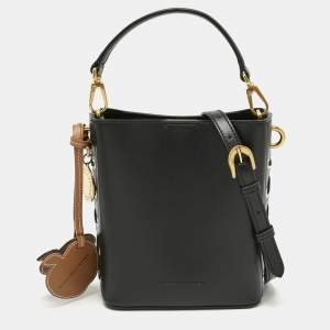 Pre Owned Stella McCartney Black Faux Leather Whipstitched Bucket Bag