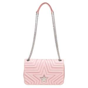 Pre Owned Stella McCartney Pink Faux Leather Stella Star Crossbody Bag