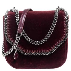 Pre Owned Stella McCartney Burgundy Velvet Falabella Box Shoulder Bag