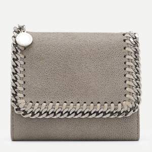 Stella McCartney Grey Faux Leather Falabella Small Flap Wallet