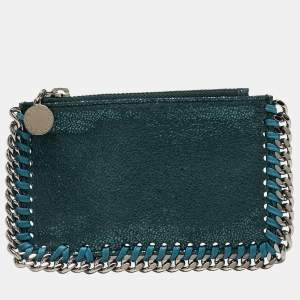 Stella McCartney Green Faux Falabella Zip Card Holder
