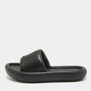 Stella McCartney Black Faux Leather Slides Size 38