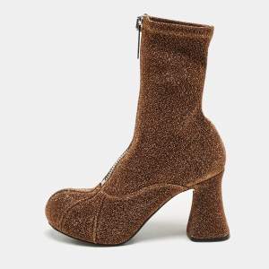 Stella McCartney Copper Lurex Fabric Groove Ankle Length Boots Size 37