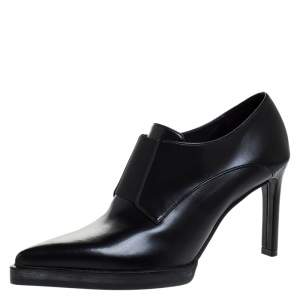Stella McCartney Black Faux Leather Pointed Toe Ankle Booties Size 36