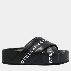 Stella McCartney Black Vesta Logo Slides Size 40