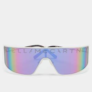 Stella McCartney White Tone/Multicolor Mirrored SC0196S Logo Studded Mask Sunglasses