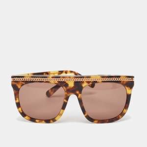Stella McCartney Tortoise Brown Falabella Chain Square Sunglasses