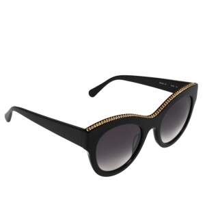 Stella McCartney Black & Gold / Grey Gradient SC0018S Cat Eye Sunglasses