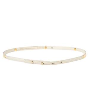 Stella McCartney White Faux Leather And Metal Slim Belt 65CM
