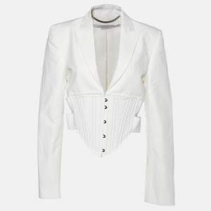 Stella McCartney Cream Linen Blend Corset Crop Blazer S