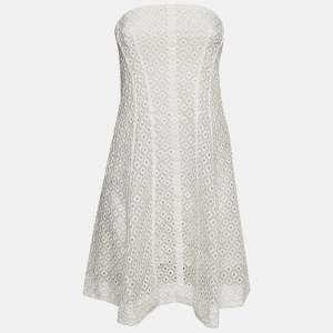 Stella McCartney White Broderie Cotton Tube Mini Dress M