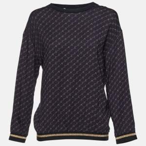 Stella McCartney Navy Blue Logo Printed Jersey Jumper S