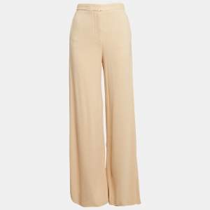 Pre Owned Stella McCartney Beige Crepe Wide Leg Pants XS