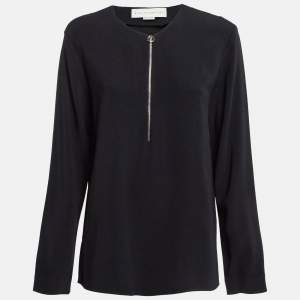 Stella McCartney Black Crepe Zip-Up Blouse M