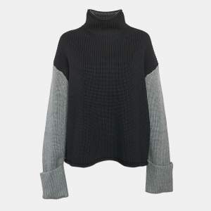 Pre Owned Victoria Victoria Beckham Multicolor Wool Color-Block Turtleneck Sweater S