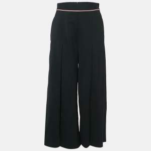 Pre Owned Stella McCartney Black Wool Pleated Wide Leg Pants S