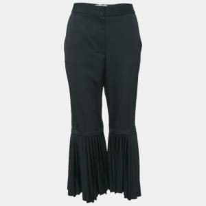 Stella McCartney Black Wool Pleated Wide Leg Pants M