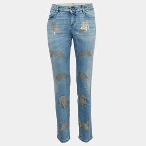 Stella McCartney Blue Animal Foil Print Denim Jeans M Waist 30"