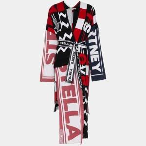 Pre Owned Stella McCartney Multicolor Intarsia Wool Blend Knit Belted Shrug M