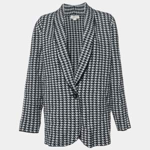 مملوكة مسبقًا Stella McCartney Black/White Houndstooth Patterned Wool Cardigan M