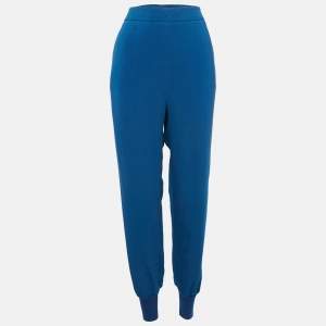 Stella McCartney Blue Crepe and Rib Knit Trim Joggers L